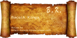 Bacsik Kinga névjegykártya